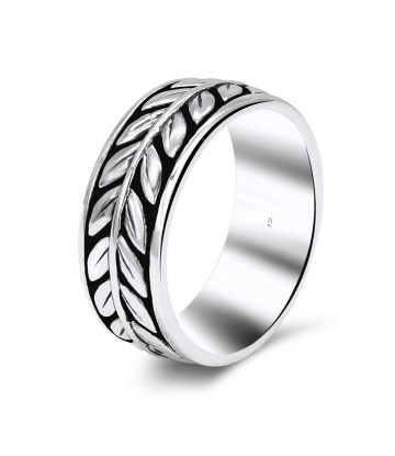 Olive Leaves Silver Ring With Oxidized NSR-3353